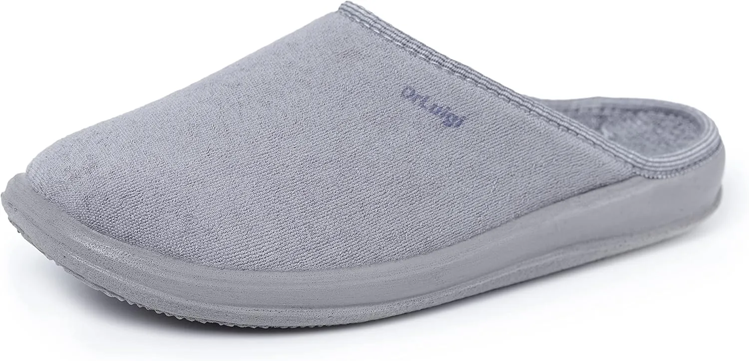 Medical Slippers for Men - Memory Foam Shoes Indoor Outdoor Italian Cotton - Made in EU - Relieves Pressure, Improves Peripheral Blood Circulation