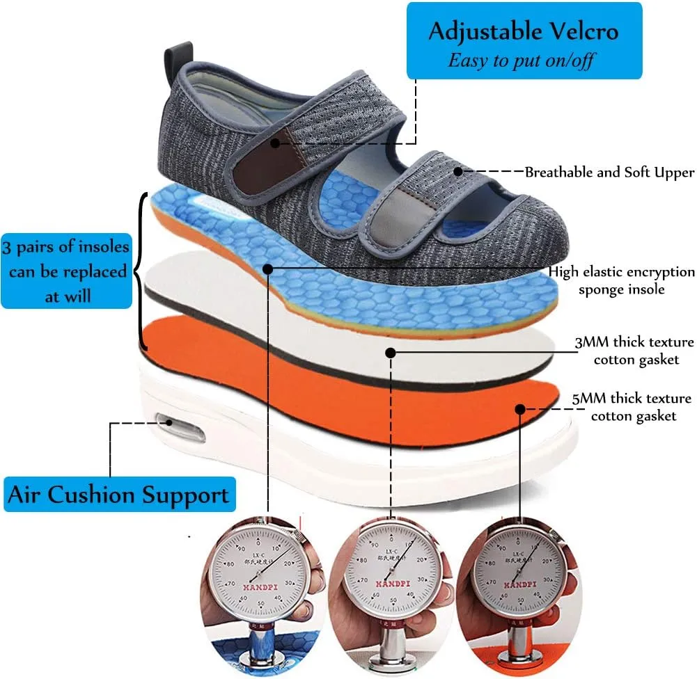 Mei MACLEOD Wide House Slipper Adjustable Strap Edema Shoes for Swollon Feet Diabetic Indoor Outdoor