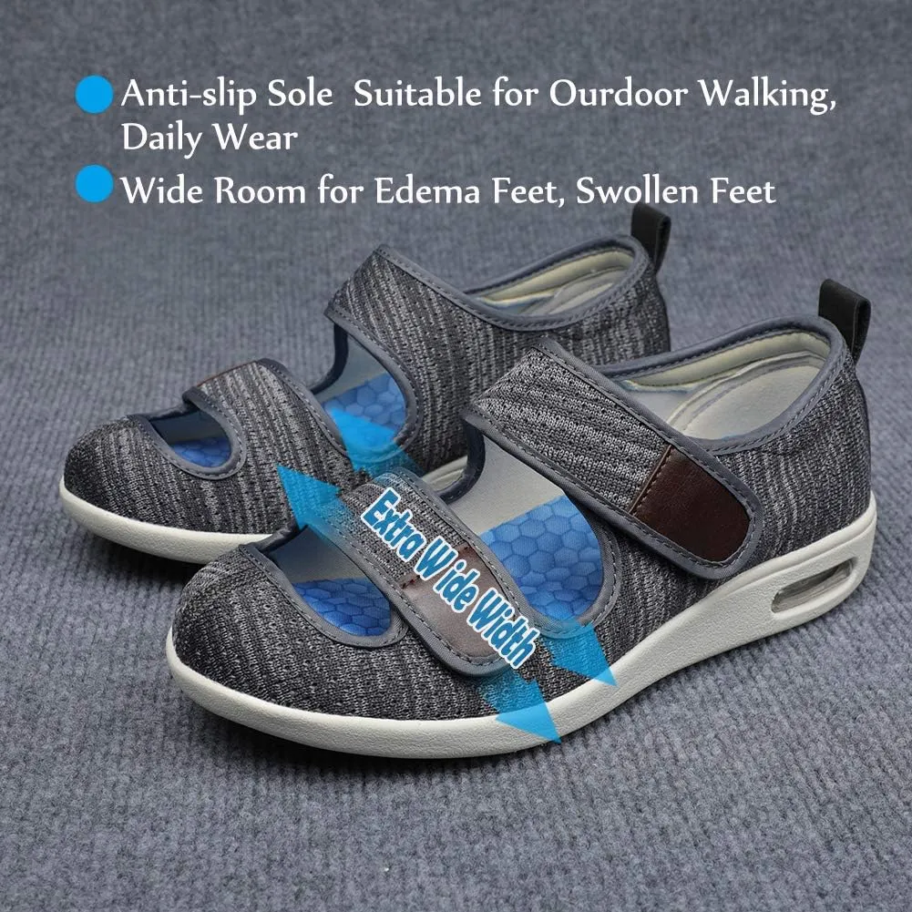 Mei MACLEOD Wide House Slipper Adjustable Strap Edema Shoes for Swollon Feet Diabetic Indoor Outdoor