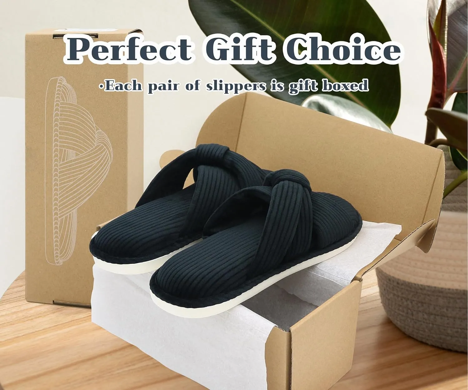 Memory Foam House Slippes for Woman, Comfy Open Toe Women's Bedroom House Shoes, Cross Band Slippers with Bow for Indoor and Outdoor, Gift for Women Ladies and Girls