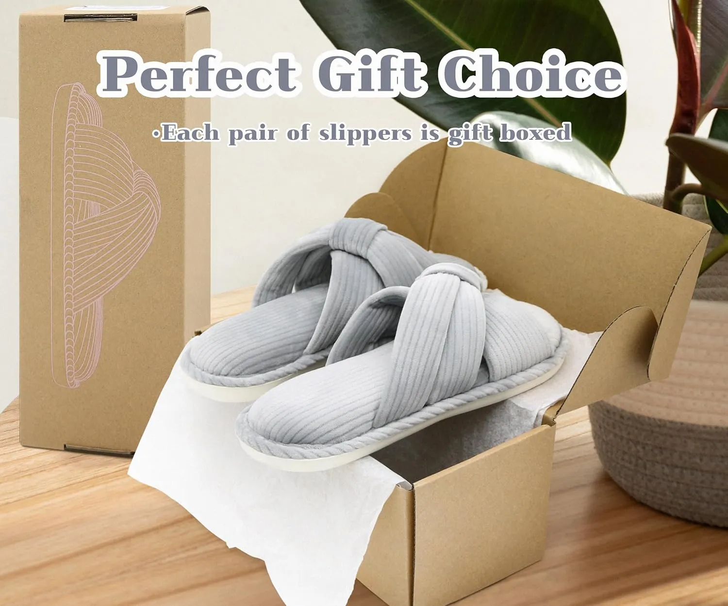 Memory Foam House Slippes for Woman, Comfy Open Toe Women's Bedroom House Shoes, Cross Band Slippers with Bow for Indoor and Outdoor, Gift for Women Ladies and Girls
