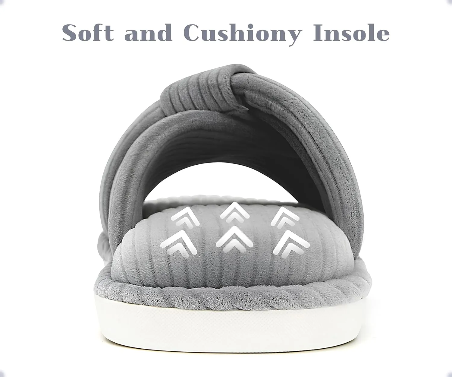 Memory Foam House Slippes for Woman, Comfy Open Toe Women's Bedroom House Shoes, Cross Band Slippers with Bow for Indoor and Outdoor, Gift for Women Ladies and Girls