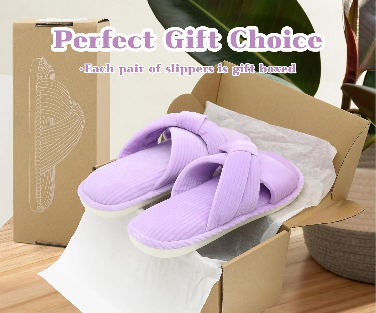 Memory Foam House Slippes for Woman, Comfy Open Toe Women's Bedroom House Shoes, Cross Band Slippers with Bow for Indoor and Outdoor, Gift for Women Ladies and Girls