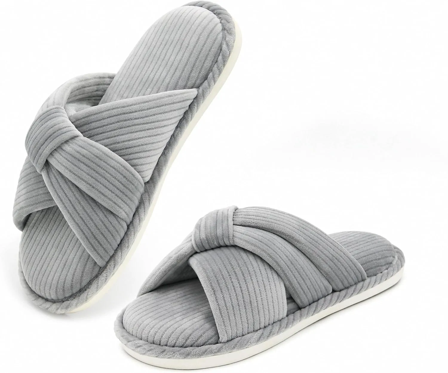 Memory Foam House Slippes for Woman, Comfy Open Toe Women's Bedroom House Shoes, Cross Band Slippers with Bow for Indoor and Outdoor, Gift for Women Ladies and Girls