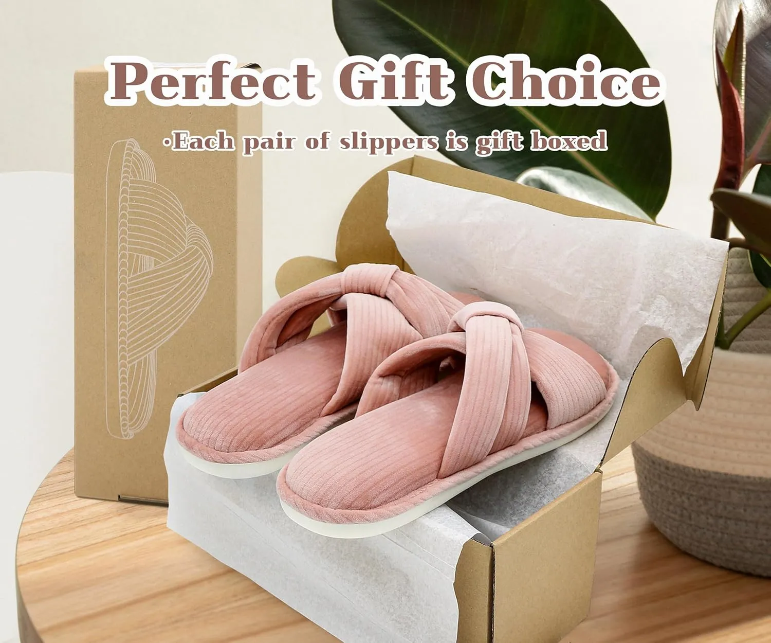 Memory Foam House Slippes for Woman, Comfy Open Toe Women's Bedroom House Shoes, Cross Band Slippers with Bow for Indoor and Outdoor, Gift for Women Ladies and Girls