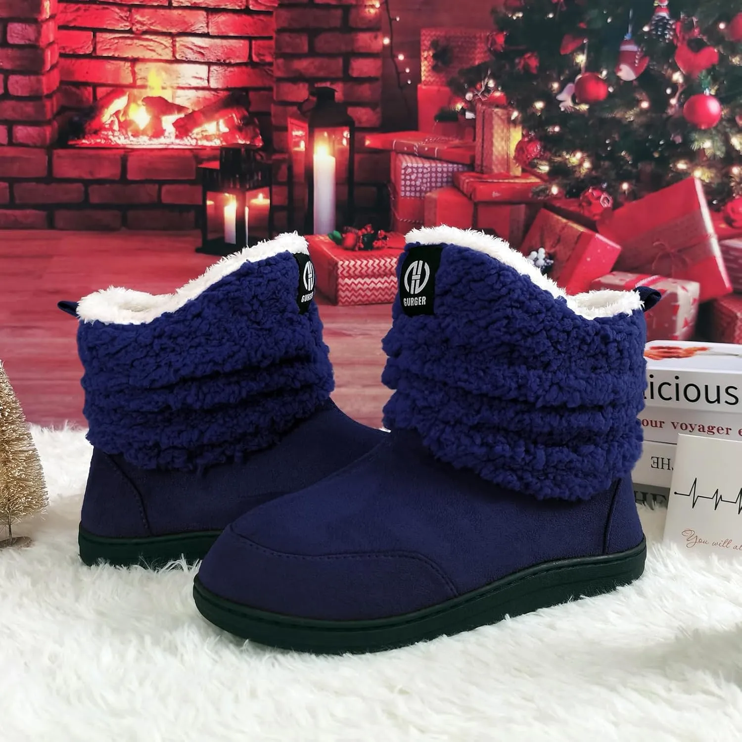 Men Women Slipper Boots Winter Indoor Outdoor Bootie Slippers Plush Fleece Memory Foam House Shoes
