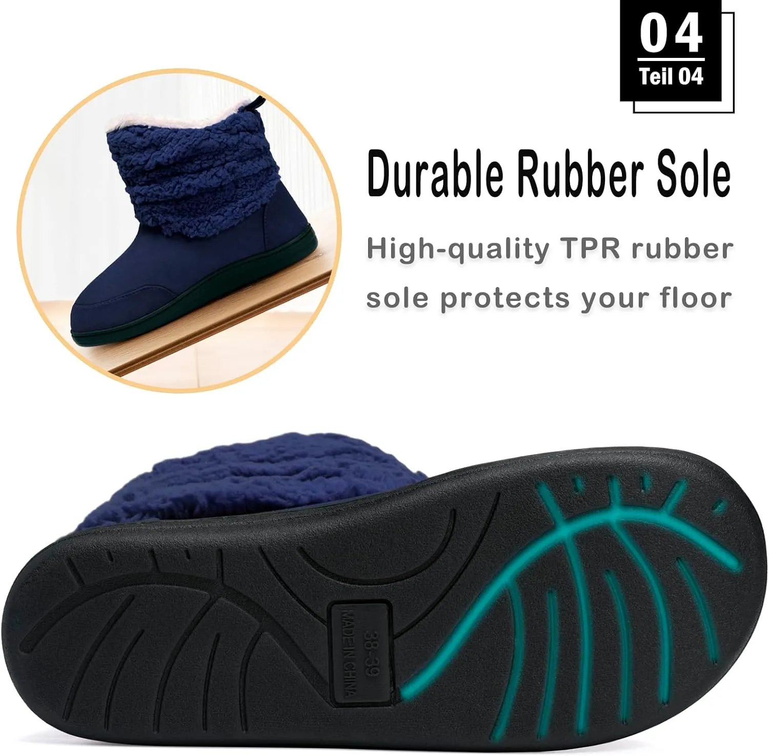 Men Women Slipper Boots Winter Indoor Outdoor Bootie Slippers Plush Fleece Memory Foam House Shoes