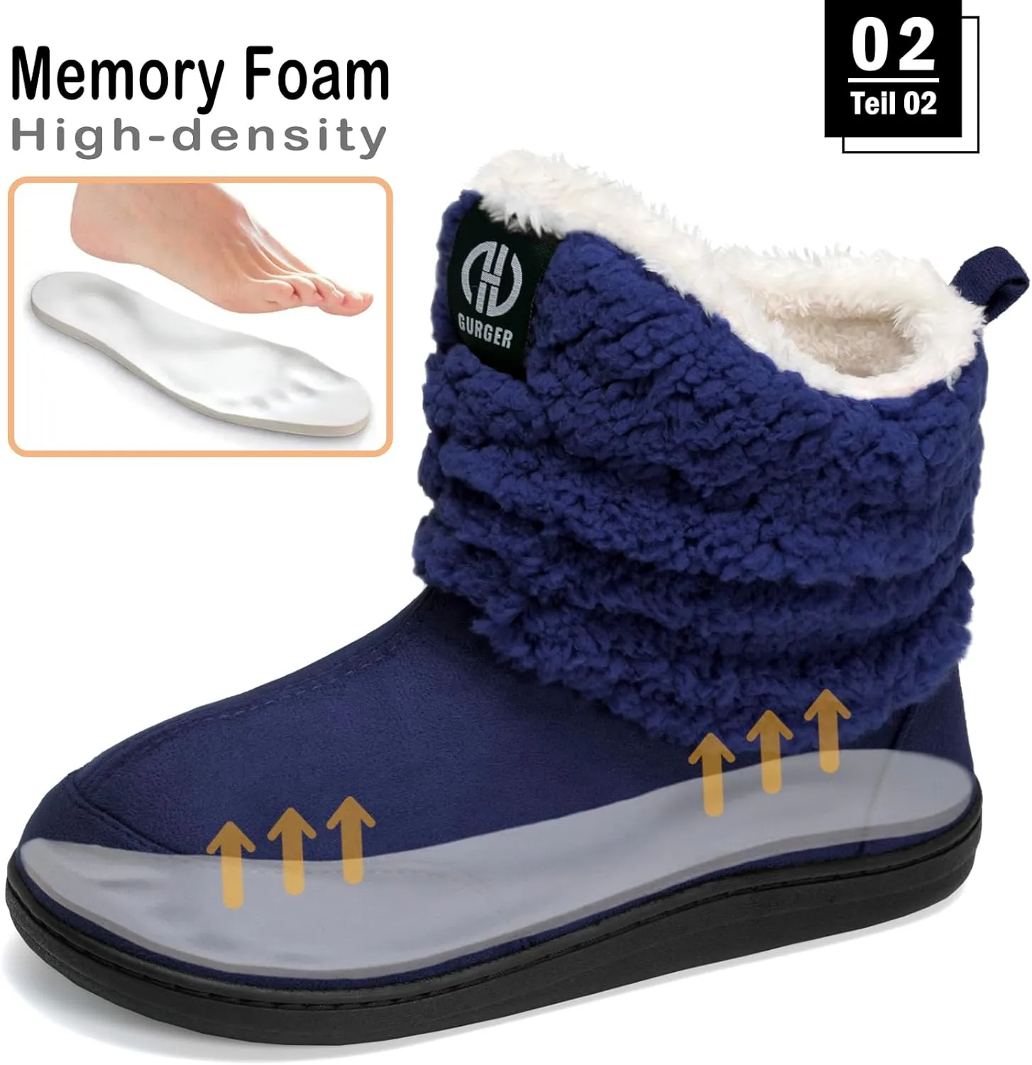 Men Women Slipper Boots Winter Indoor Outdoor Bootie Slippers Plush Fleece Memory Foam House Shoes