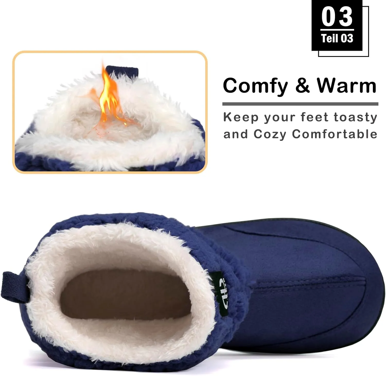 Men Women Slipper Boots Winter Indoor Outdoor Bootie Slippers Plush Fleece Memory Foam House Shoes