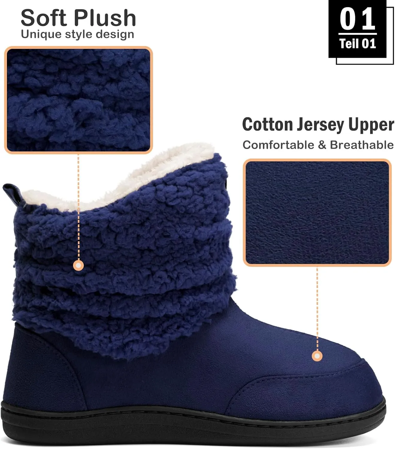 Men Women Slipper Boots Winter Indoor Outdoor Bootie Slippers Plush Fleece Memory Foam House Shoes