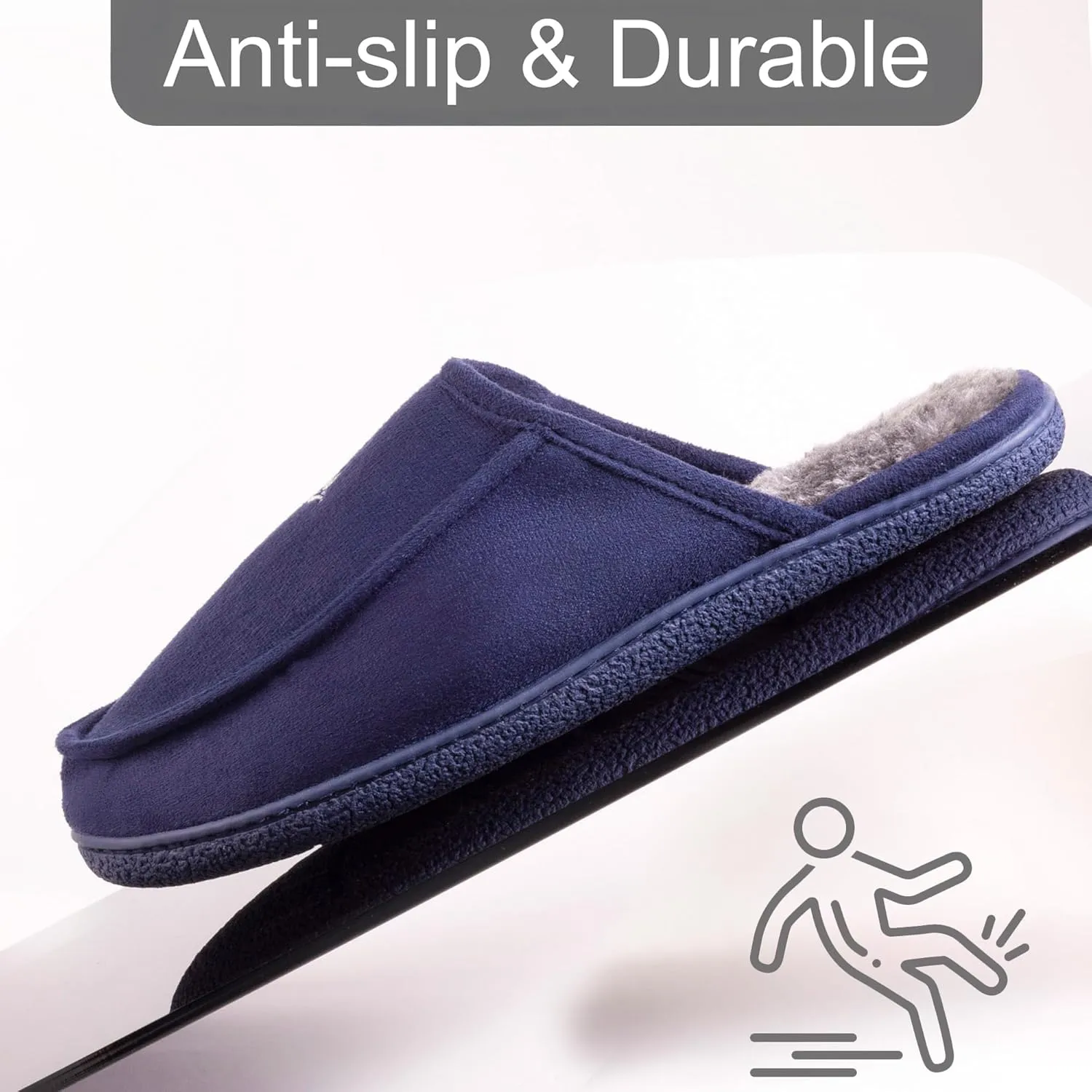 Men's 80D High Density Memory Foam House Slippers, Indoor Outdoor Slip On Clog House Shoes