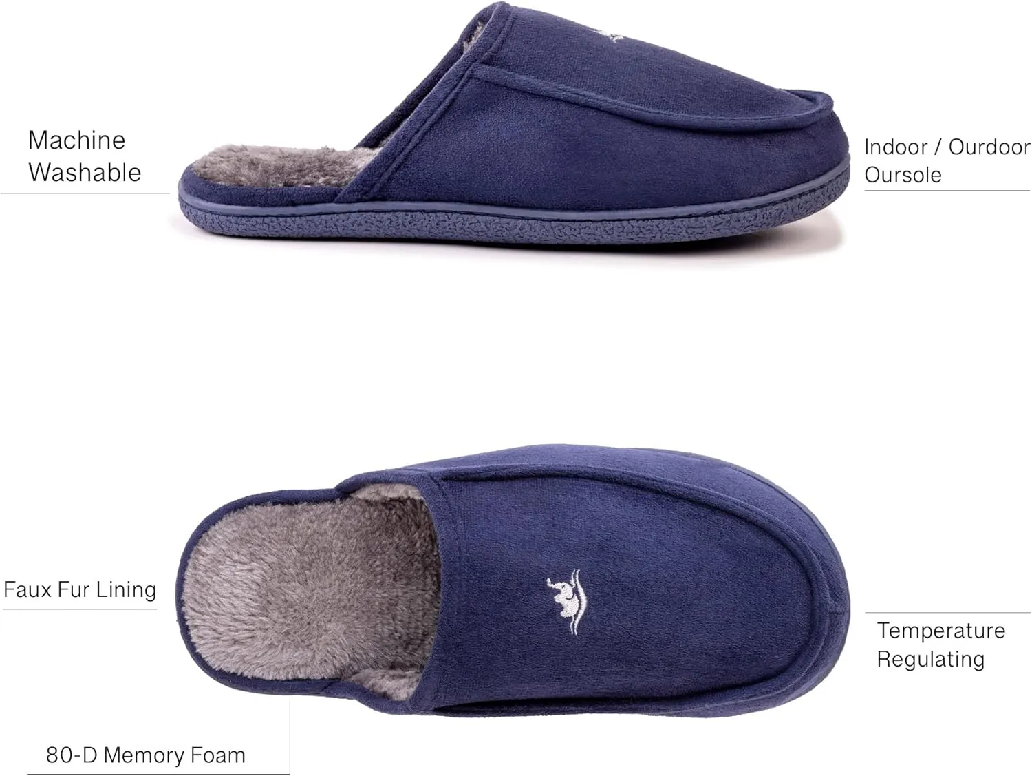 Men's 80D High Density Memory Foam House Slippers, Indoor Outdoor Slip On Clog House Shoes