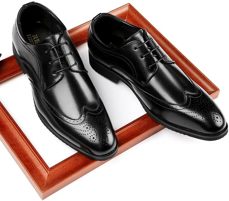 Men's Breathable Printed Waxed Lace-up Leather Shoes Low-top Soft Sole Non-Slip Comfortable Suitable for Daily Commuting Business Parties Weddings