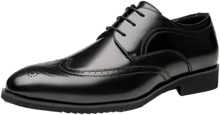 Men's Breathable Printed Waxed Lace-up Leather Shoes Low-top Soft Sole Non-Slip Comfortable Suitable for Daily Commuting Business Parties Weddings