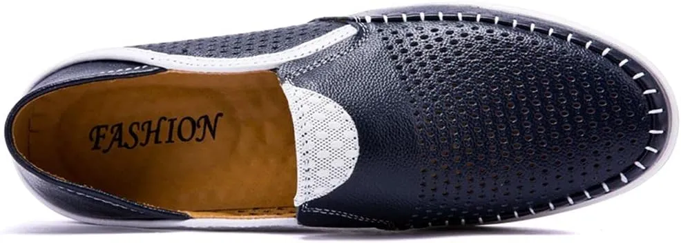 Men's Genuine Leather Loafers Shoes Fashion Slip-on Casual Soft Summer Driving Shoes