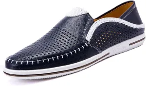 Men's Genuine Leather Loafers Shoes Fashion Slip-on Casual Soft Summer Driving Shoes