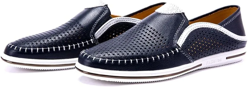 Men's Genuine Leather Loafers Shoes Fashion Slip-on Casual Soft Summer Driving Shoes