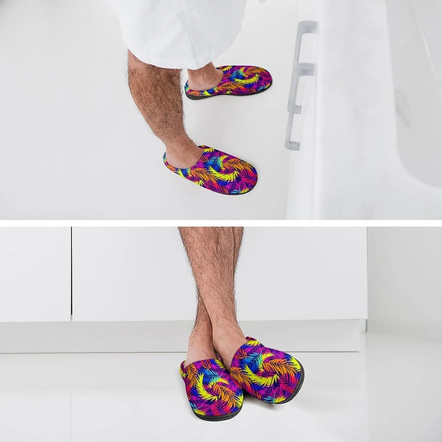 Mens House Slippers Women's Halloween Checkered Cotton Slippers Soft Clog Slippers Non-Slip Sole Indoor Outdoor Shoes