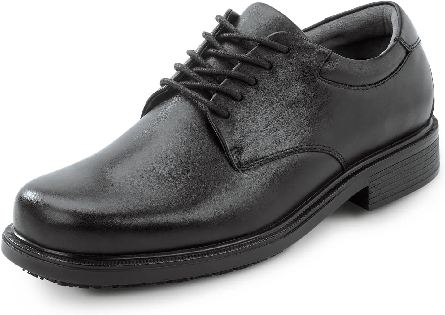 Men's, Huron, Black, Dress Style, MaxTrax Slip Resistant, Soft Toe Work Shoe (11.5 M)