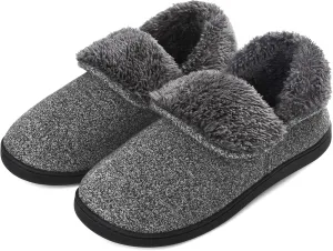 Mens Knit Bootie Slippers Comfy Casual Memory Foam Boot Slipper Indoor Outdoor House Shoes