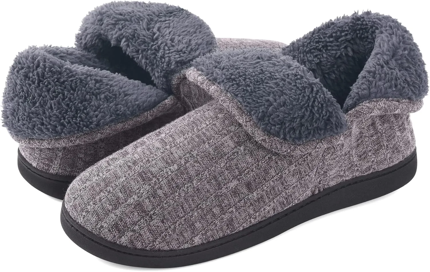 Mens Knit Bootie Slippers Comfy Casual Memory Foam Boot Slipper Indoor Outdoor House Shoes