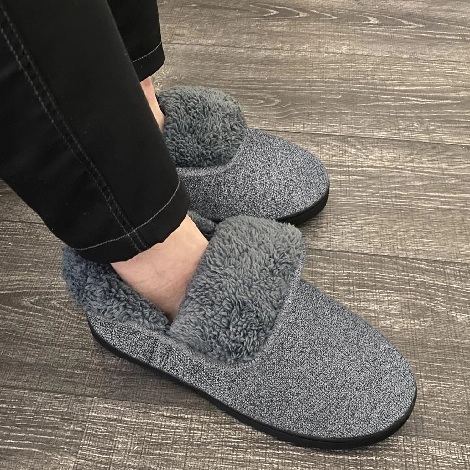 Mens Knit Bootie Slippers Comfy Casual Memory Foam Boot Slipper Indoor Outdoor House Shoes