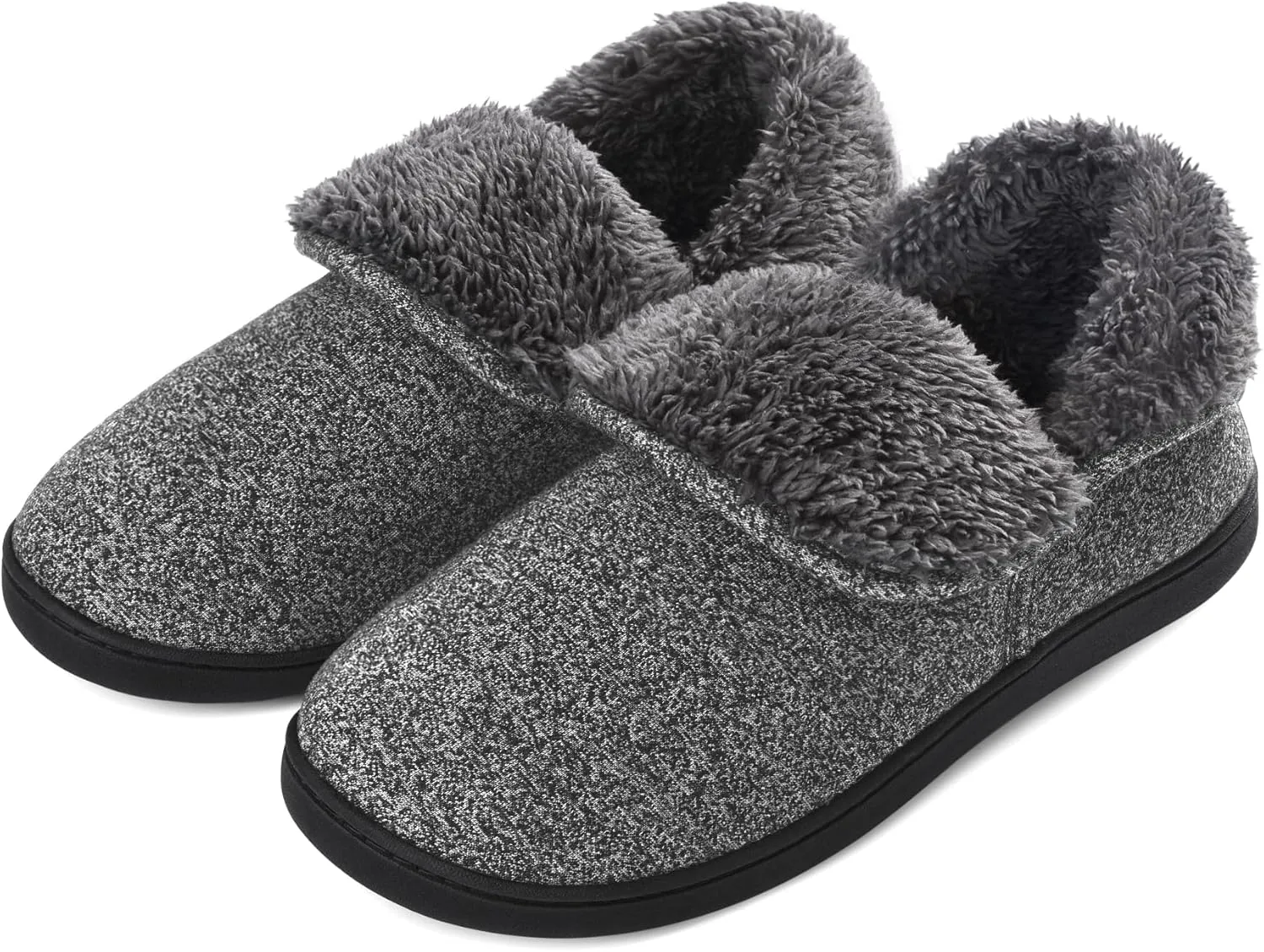 Mens Knit Bootie Slippers Comfy Casual Memory Foam Boot Slipper Indoor Outdoor House Shoes