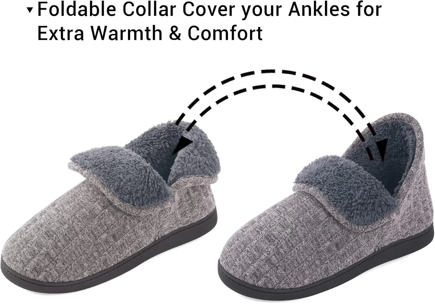 Mens Knit Bootie Slippers Comfy Casual Memory Foam Boot Slipper Indoor Outdoor House Shoes