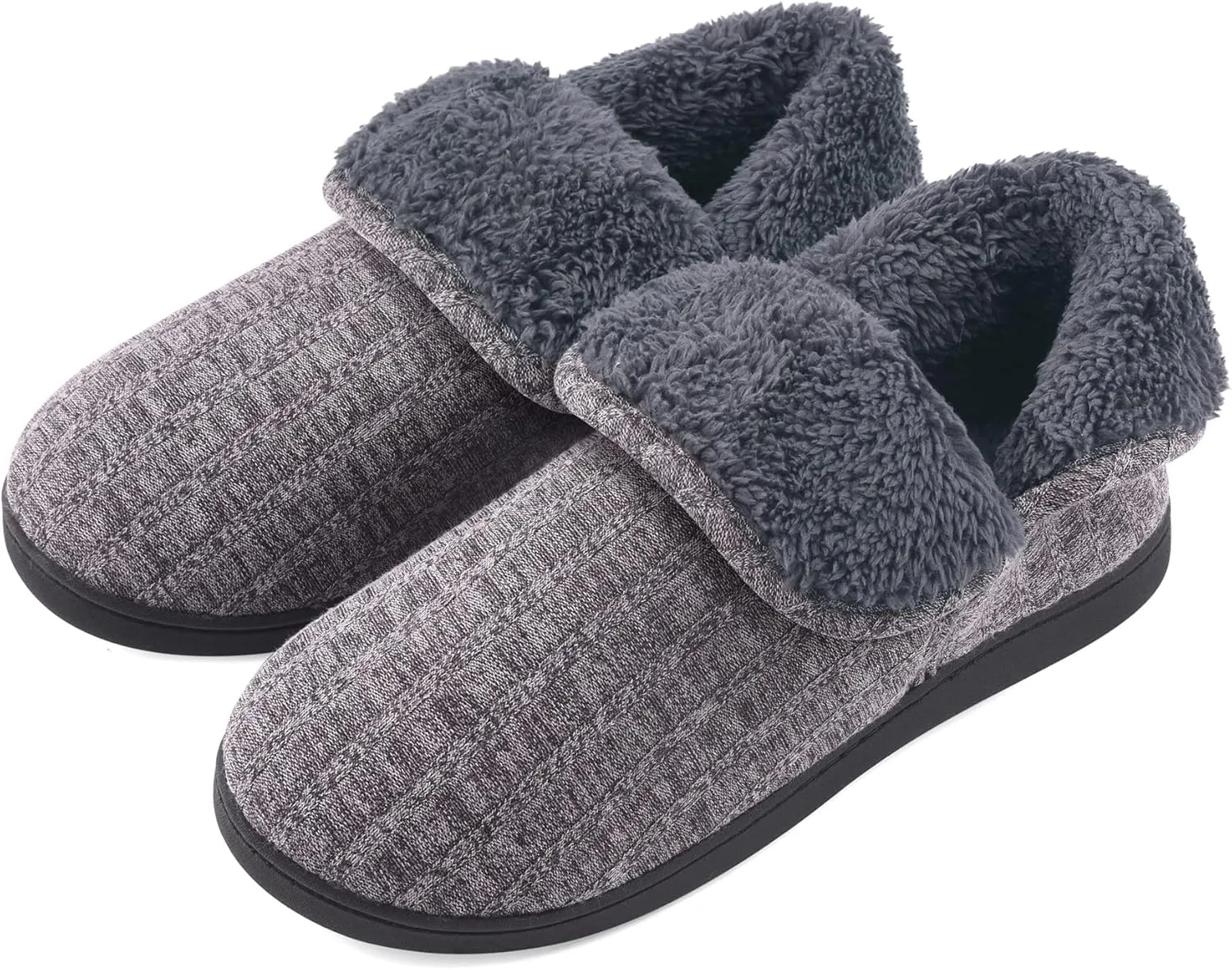 Mens Knit Bootie Slippers Comfy Casual Memory Foam Boot Slipper Indoor Outdoor House Shoes