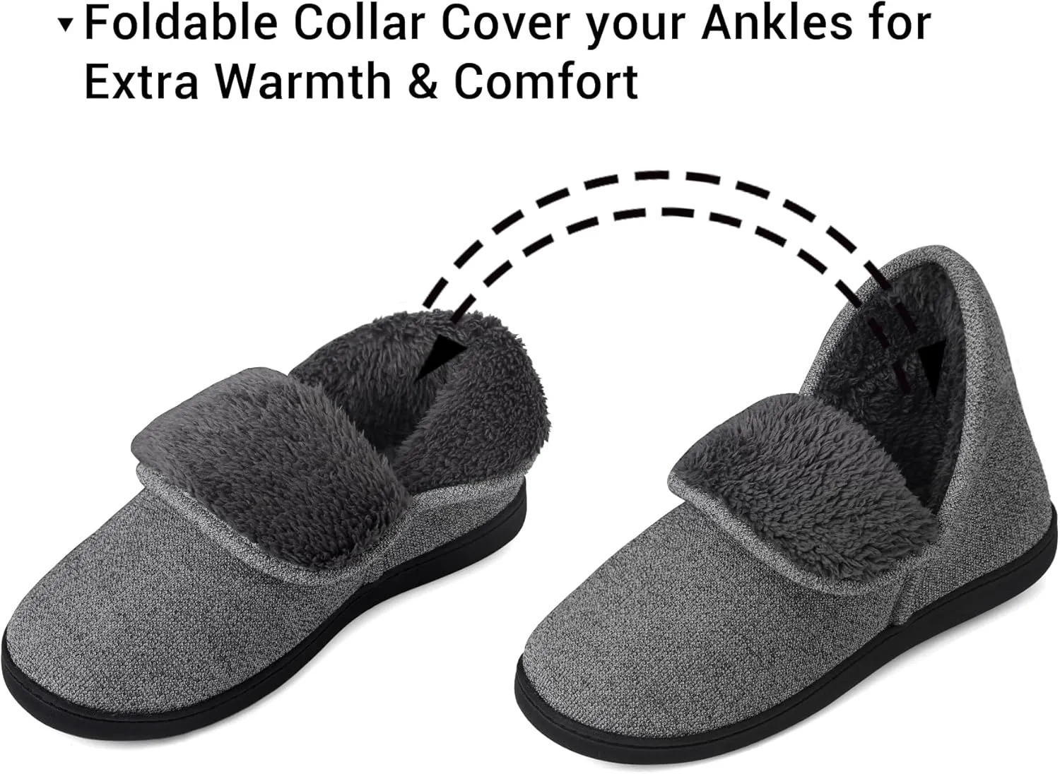Mens Knit Bootie Slippers Comfy Casual Memory Foam Boot Slipper Indoor Outdoor House Shoes