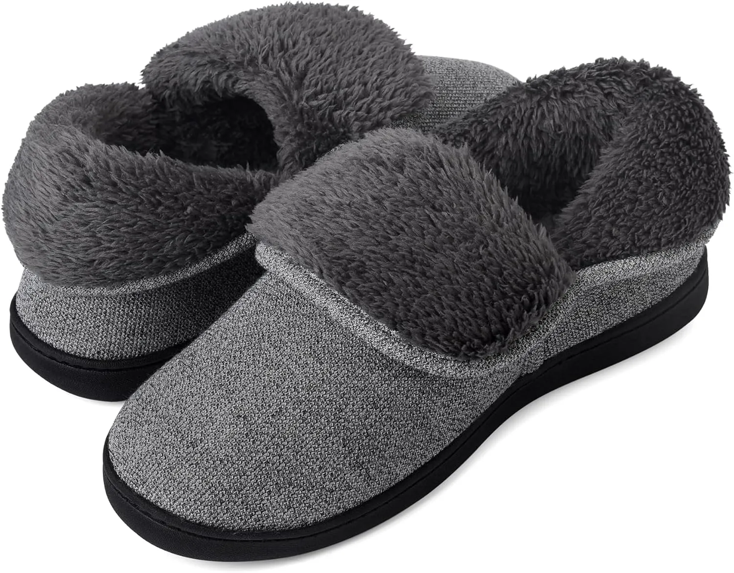 Mens Knit Bootie Slippers Comfy Casual Memory Foam Boot Slipper Indoor Outdoor House Shoes