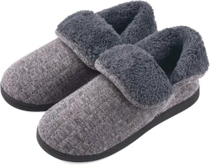 Mens Knit Bootie Slippers Comfy Casual Memory Foam Boot Slipper Indoor Outdoor House Shoes