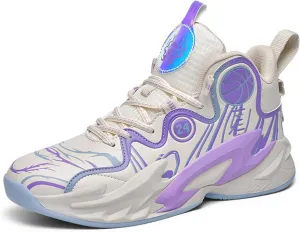 Mens Lace Up High Top Basketball Shoes Fashion Non Slip Outdoor Sneakers Soft Cushioning Sport Shoes for Running Tennis Athletic