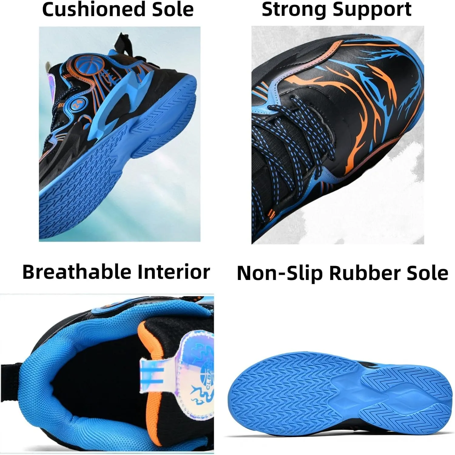 Mens Lace Up High Top Basketball Shoes Fashion Non Slip Outdoor Sneakers Soft Cushioning Sport Shoes for Running Tennis Athletic