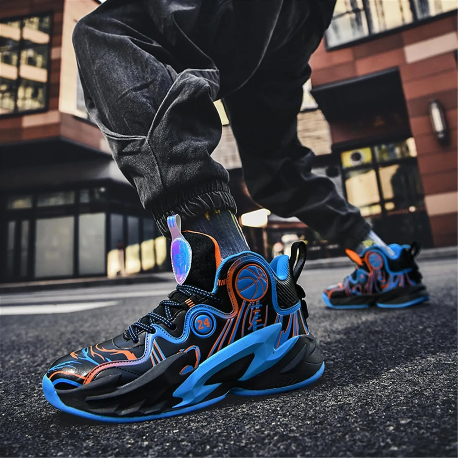 Mens Lace Up High Top Basketball Shoes Fashion Non Slip Outdoor Sneakers Soft Cushioning Sport Shoes for Running Tennis Athletic