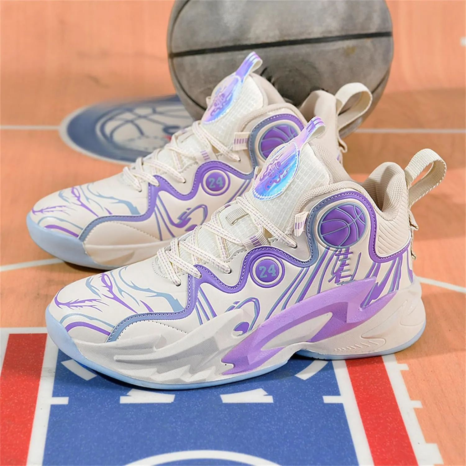 Mens Lace Up High Top Basketball Shoes Fashion Non Slip Outdoor Sneakers Soft Cushioning Sport Shoes for Running Tennis Athletic