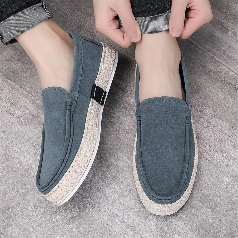 Mens Loafers Round Toe Moccasins Simple Leather Comfortable Flexible Slip Resistant Prom Slip-on