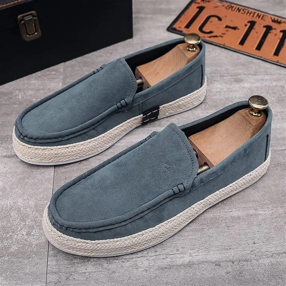 Mens Loafers Round Toe Moccasins Simple Leather Comfortable Flexible Slip Resistant Prom Slip-on