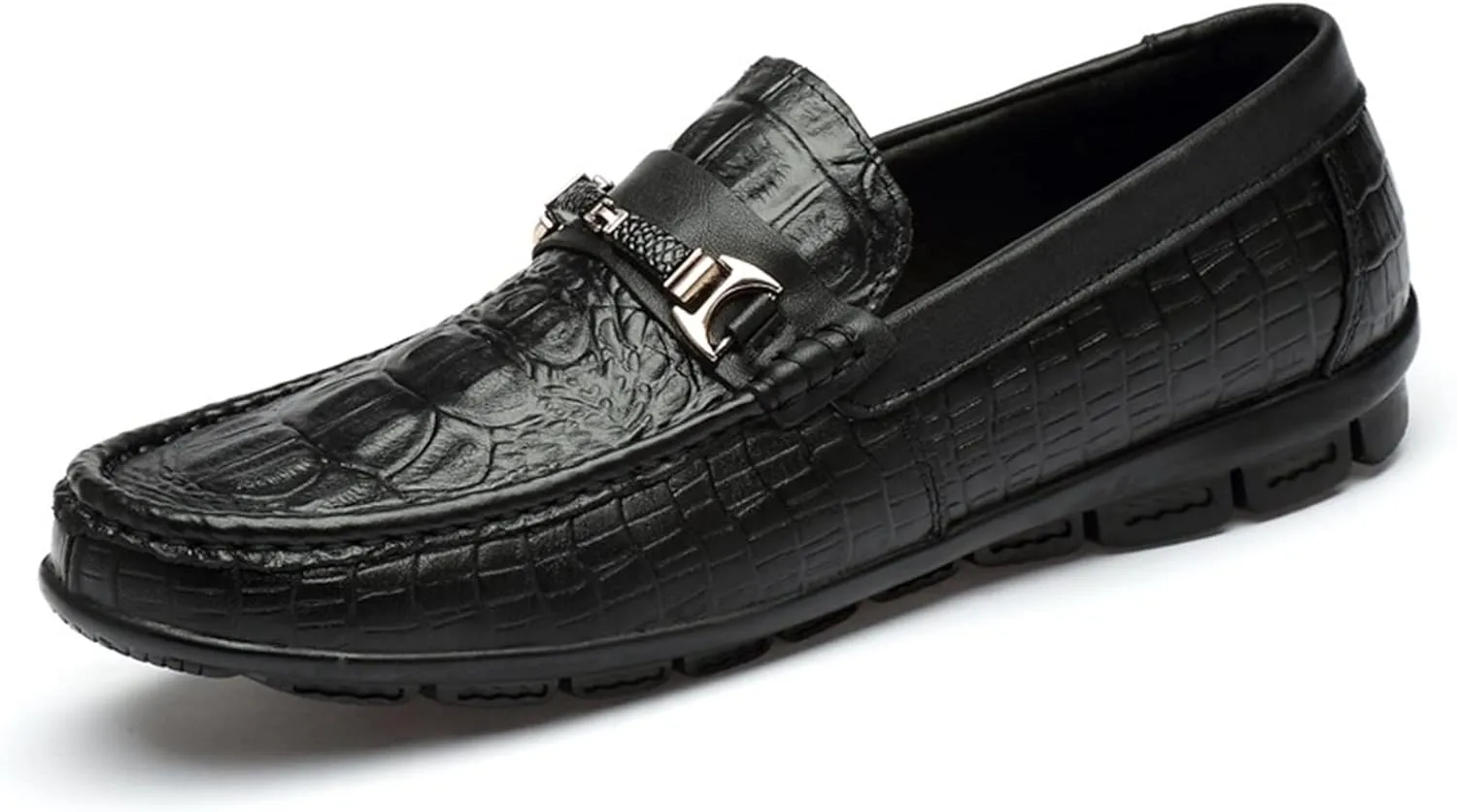 Men's Loafers Shoes Slip On Faux Crocodile Print Slip Resistant Driving Loafers Leather Flexible Comfortable Flat Heel Party Casual Slip-on