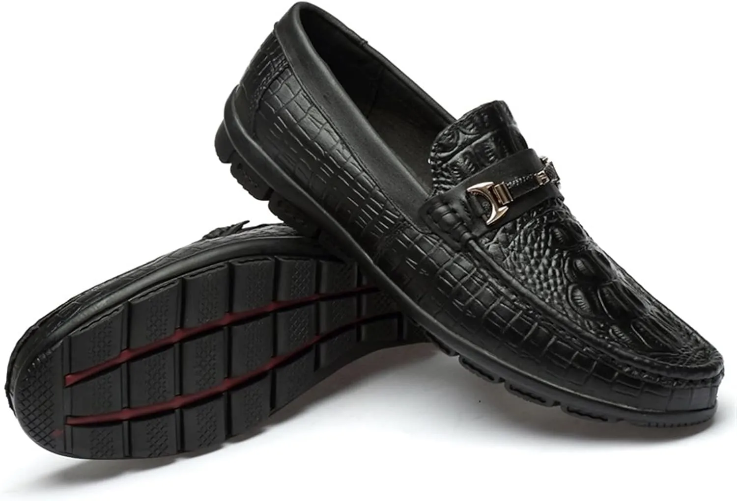 Men's Loafers Shoes Slip On Faux Crocodile Print Slip Resistant Driving Loafers Leather Flexible Comfortable Flat Heel Party Casual Slip-on