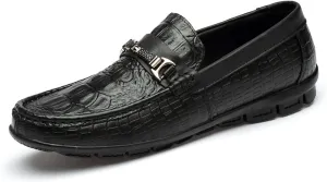 Men's Loafers Shoes Slip On Faux Crocodile Print Slip Resistant Driving Loafers Leather Flexible Comfortable Flat Heel Party Casual Slip-on