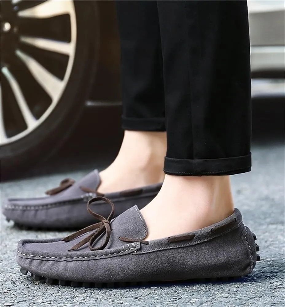 Mens Loafers Square Toe Nubuck Leather Moccasins Boat Shoes Anti-Slip Slip Resistant Comfortable Party Wedding Slip-ons