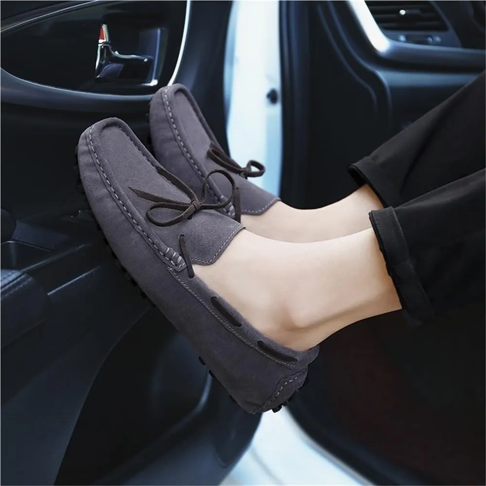 Mens Loafers Square Toe Nubuck Leather Moccasins Boat Shoes Anti-Slip Slip Resistant Comfortable Party Wedding Slip-ons