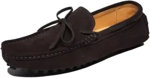 Mens Loafers Square Toe Nubuck Leather Moccasins Boat Shoes Anti-Slip Slip Resistant Comfortable Party Wedding Slip-ons