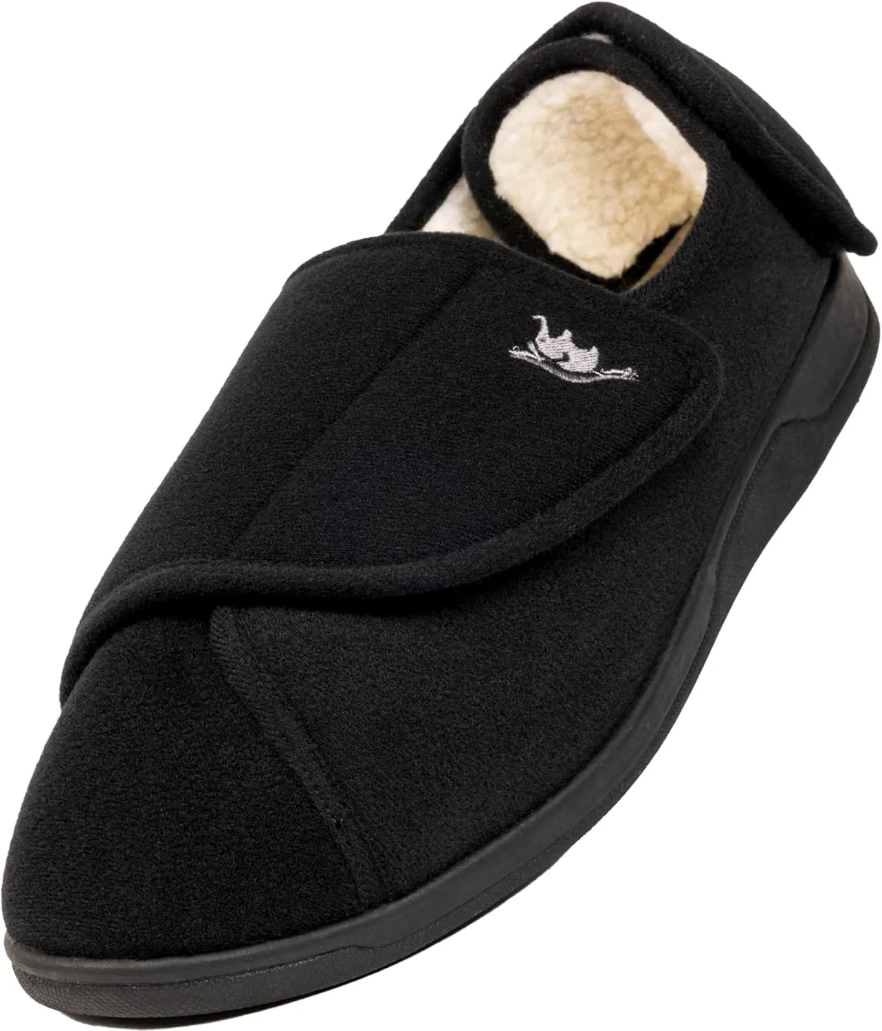 Men's Memory Foam Diabetic Slippers with Adjustable Closure, Extra Wide Comfy Warm Plush Fleece Arthritis Edema Swollen Diabetic House Shoes Machine Washable with Anti Slip Sole
