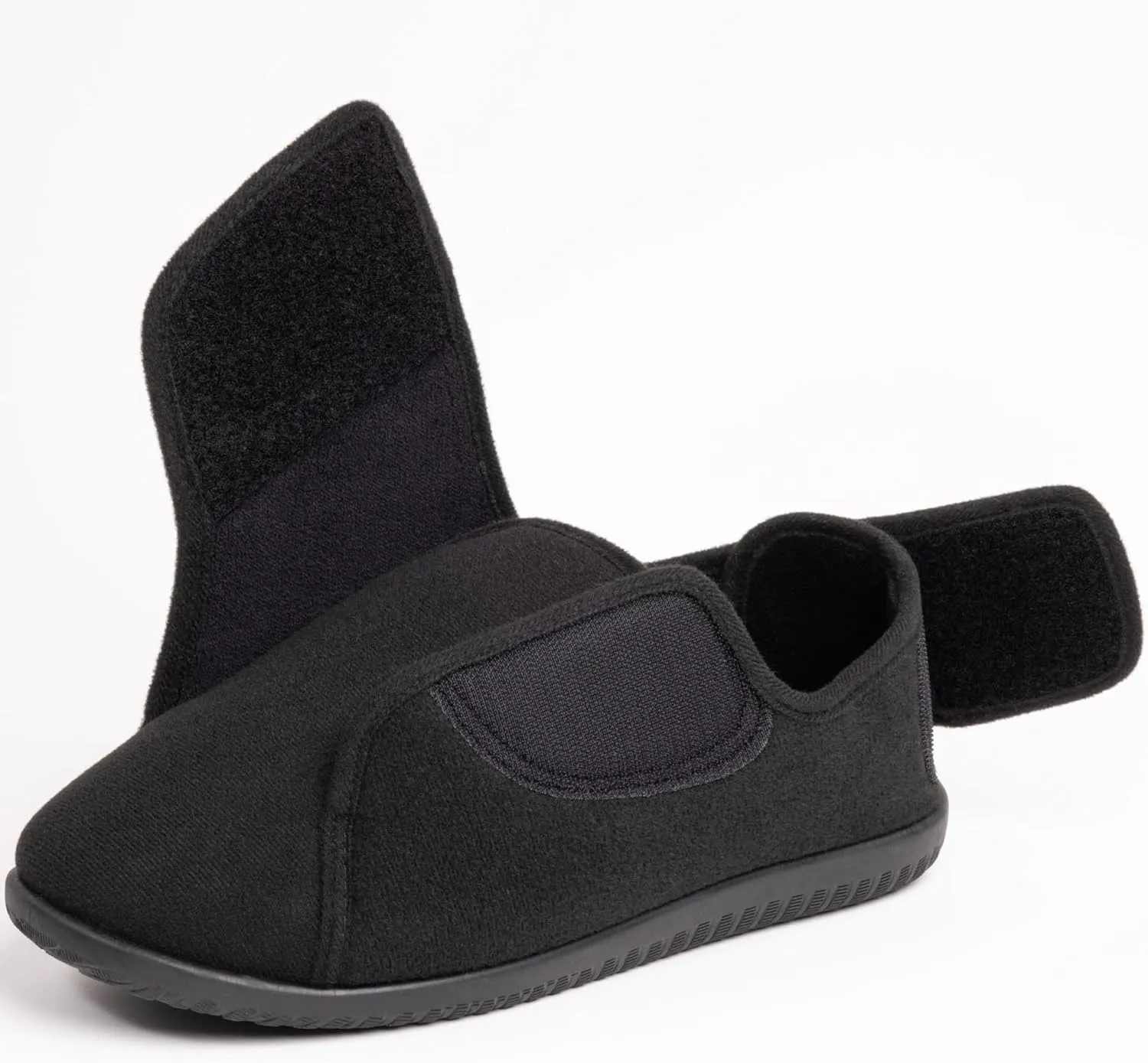 Men's Memory Foam Diabetic Slippers with Adjustable Closure, Extra Wide Comfy Warm Plush Fleece Arthritis Edema Swollen Diabetic House Shoes Machine Washable with Anti Slip Sole