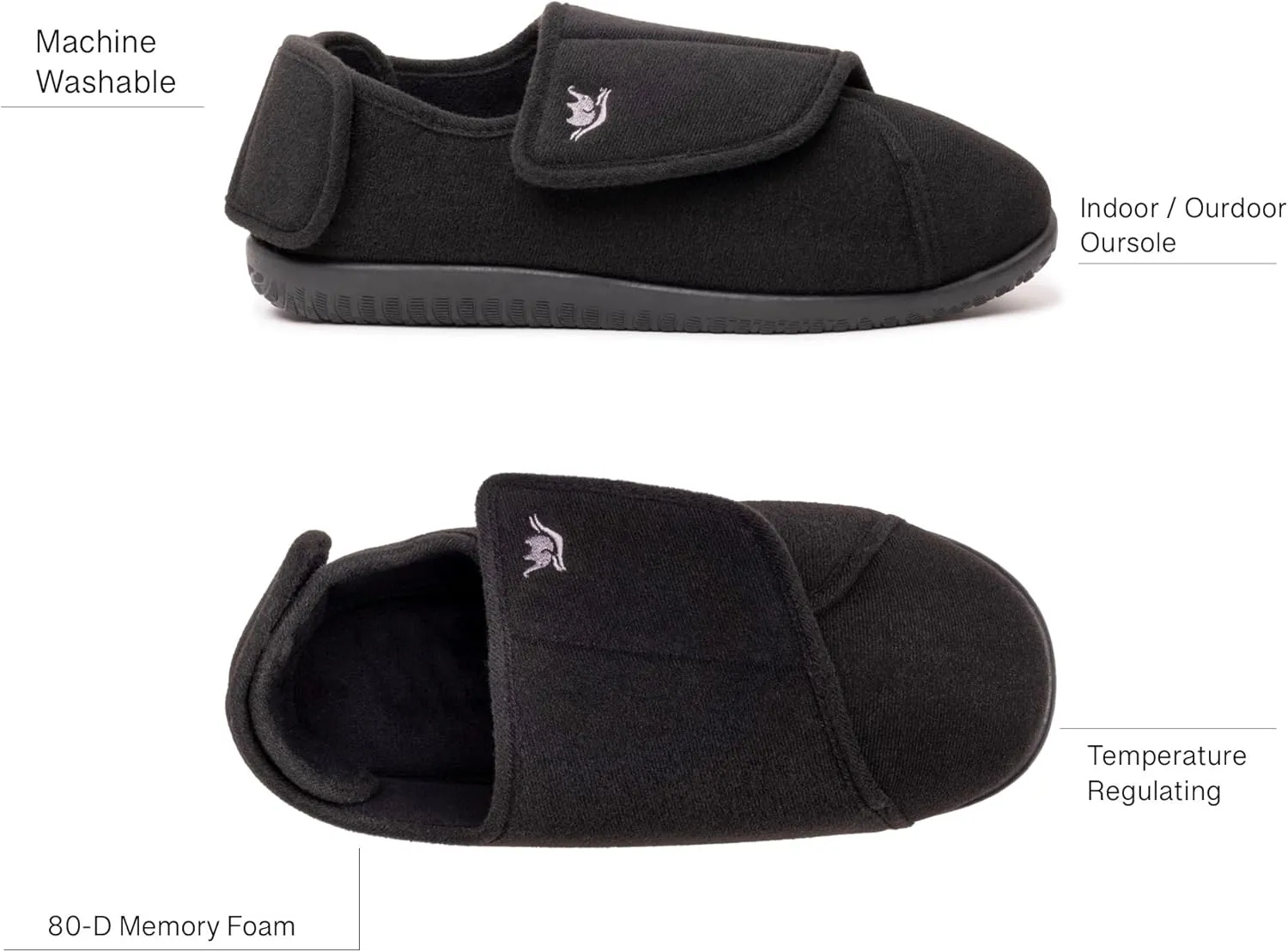 Men's Memory Foam Diabetic Slippers with Adjustable Closure, Extra Wide Comfy Warm Plush Fleece Arthritis Edema Swollen Diabetic House Shoes Machine Washable with Anti Slip Sole