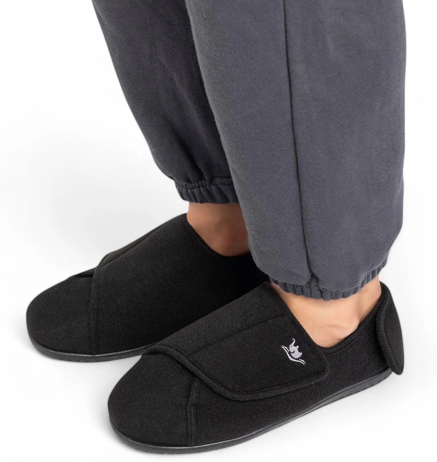 Men's Memory Foam Diabetic Slippers with Adjustable Closure, Extra Wide Comfy Warm Plush Fleece Arthritis Edema Swollen Diabetic House Shoes Machine Washable with Anti Slip Sole