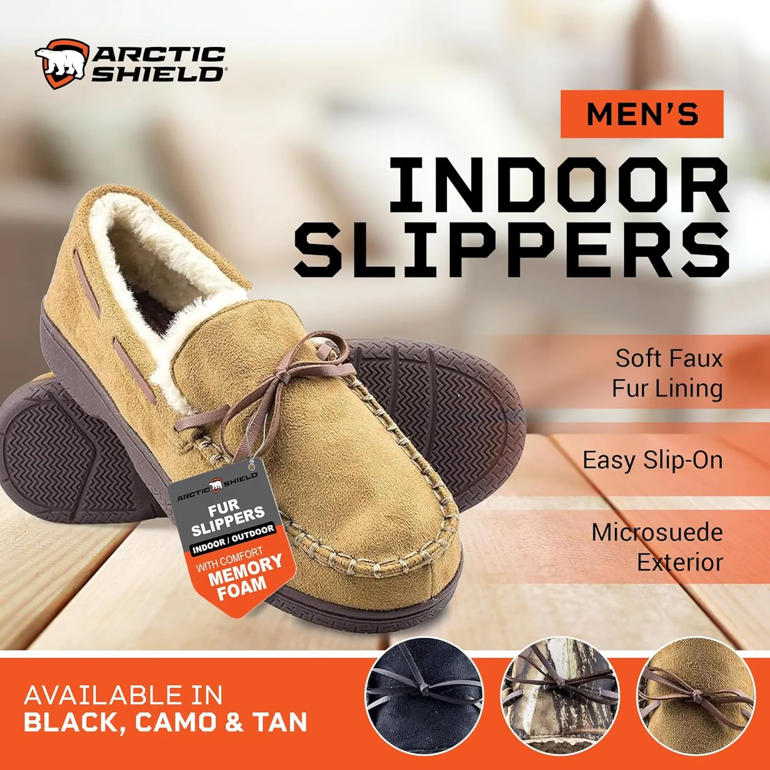 Mens Moccasins for Men - Micro Suede Upper with Soft Plush Lining - Indoor/Outdoor Durable Comfortable Slip On House Slippers for Men