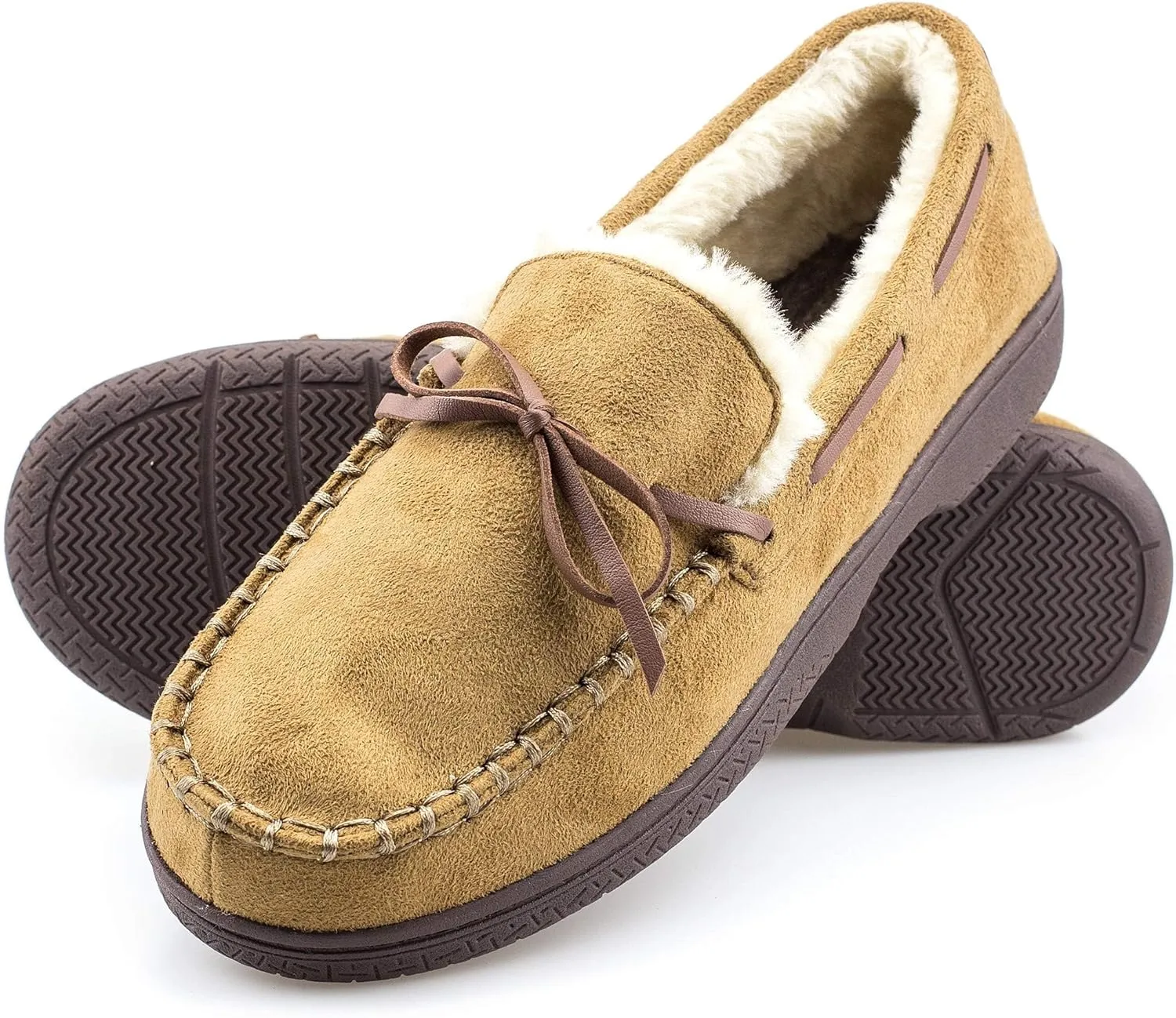 Mens Moccasins for Men - Micro Suede Upper with Soft Plush Lining - Indoor/Outdoor Durable Comfortable Slip On House Slippers for Men